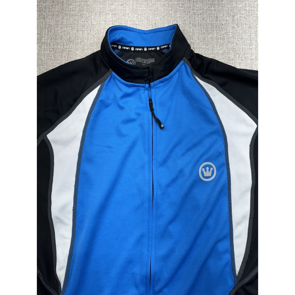 Canari Cycling Jersey Adult Medium Blue Full Zip Sports Stretch Mens - Picture 2 of 7